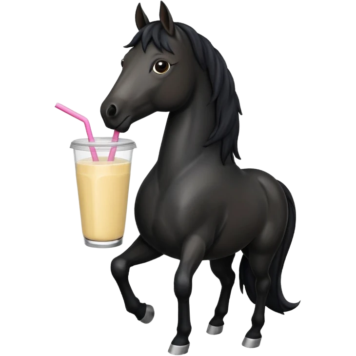 black horse holding smoothie emoji