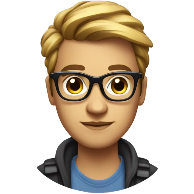 Face of youtuber about gamedev, like Dani, in cool glasses emoji