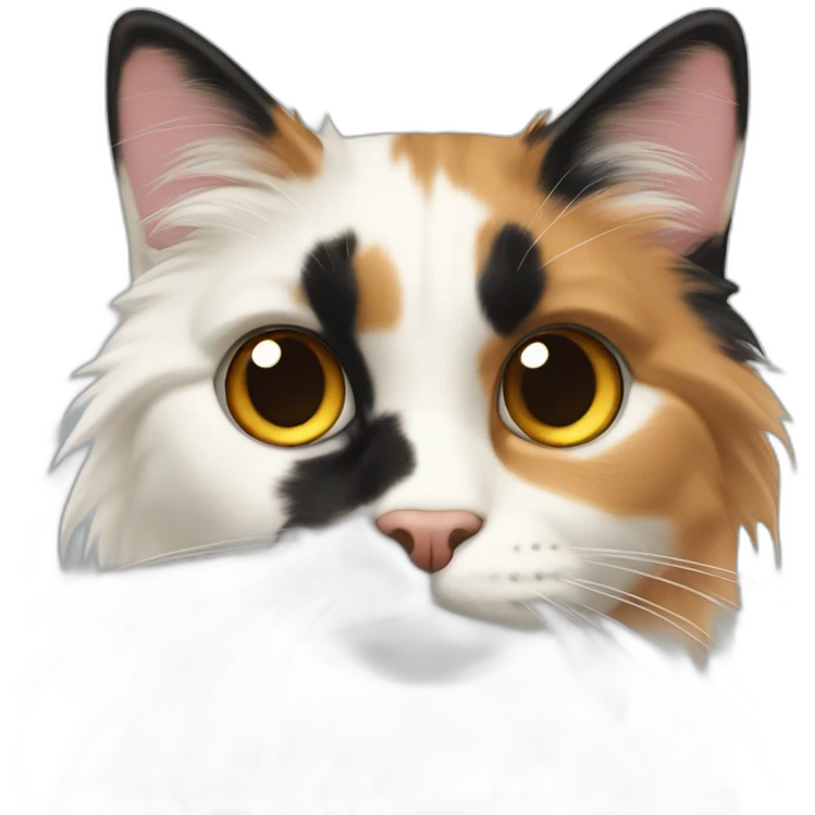 calico cat long haired black nose emoji