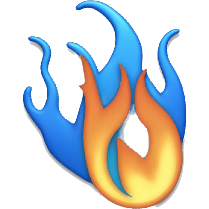 Moving demin blue flame emoji