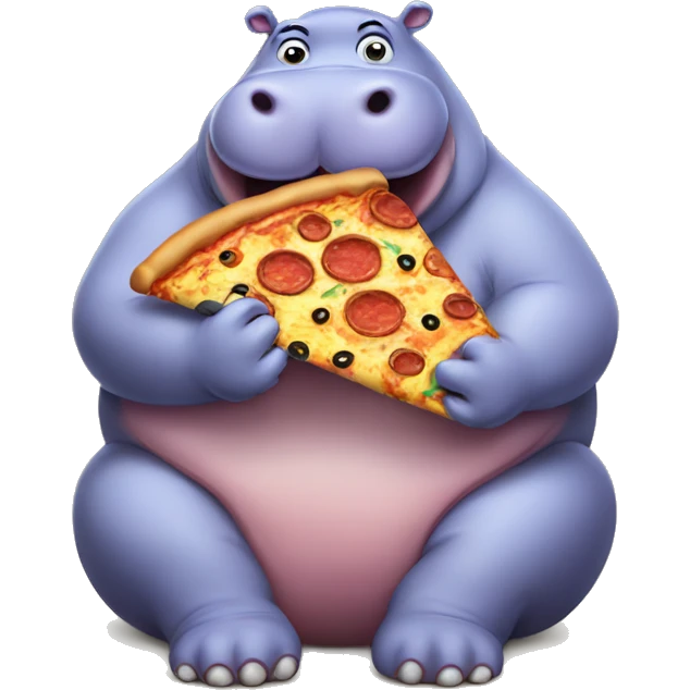Fat hippo eating pizza emoji