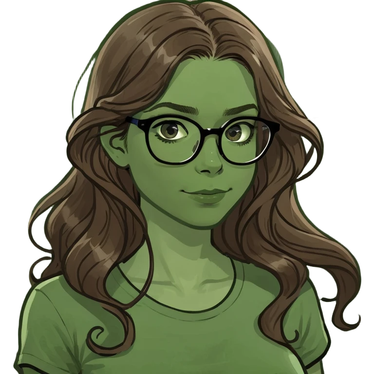 Sexy nerd girl with long wavy brown hair emoji