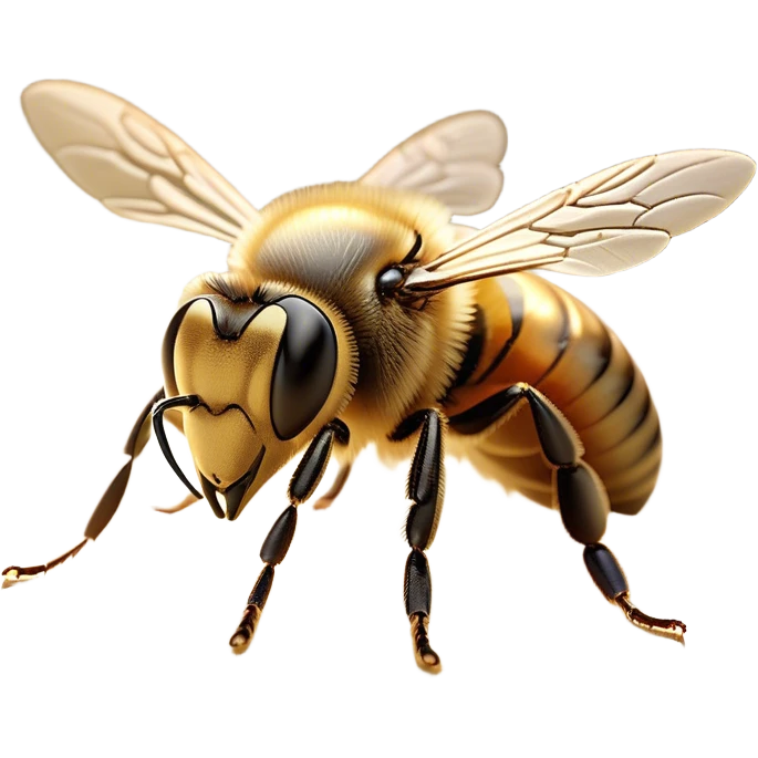 Beautiful and Majestic Bee Portrait Emoji, Head and body rendered in serene repose with a gentle, content smile, showcasing a tiny, fuzzy form with softly closed delicate wings and eyes in tranquil slumber, Simplified yet exquisitely endearing features, highly detailed, glowing with a soft, drowsy golden light, high shine, relaxed and utterly noble, stylized with an air of regal natural beauty, soft glowing outline, capturing the essence of a majestic bee that embodies the timeless charm of nature! emoji