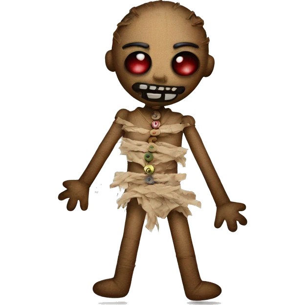 Voodoo doll with buttons for eyes emoji