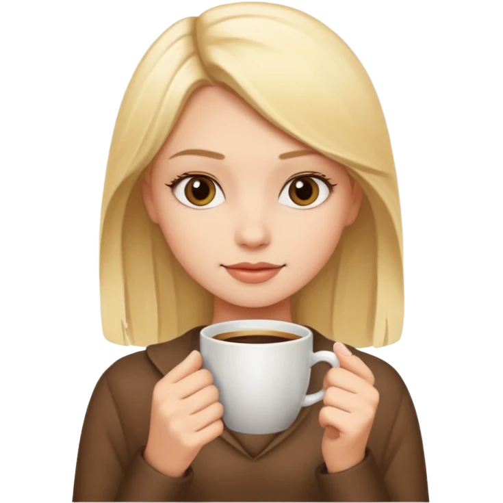 Beautiful blond girl holding a cup of coffee  emoji