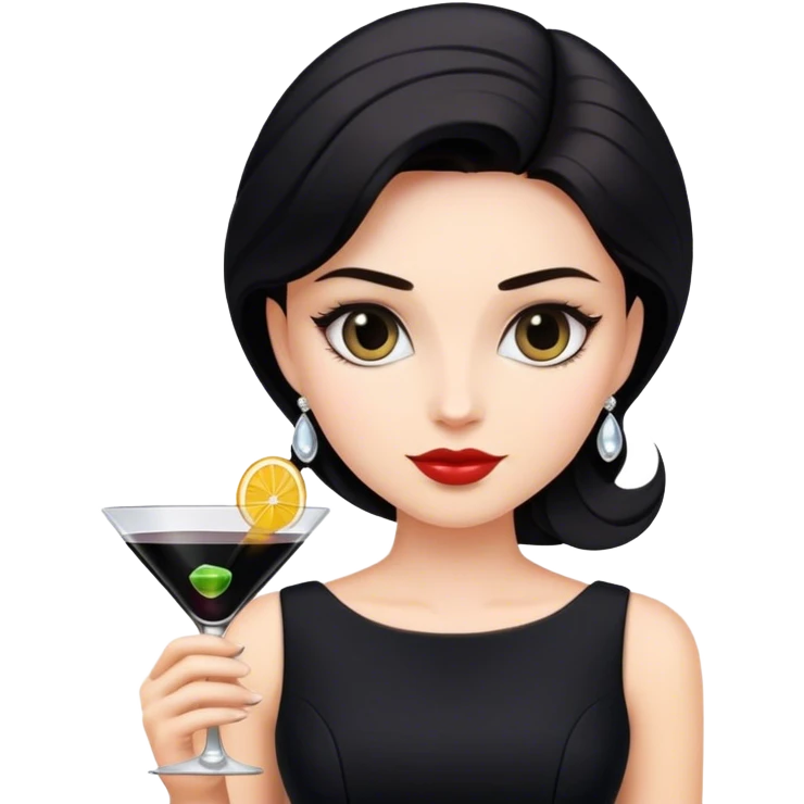 woman in a black cocktail dress emoji