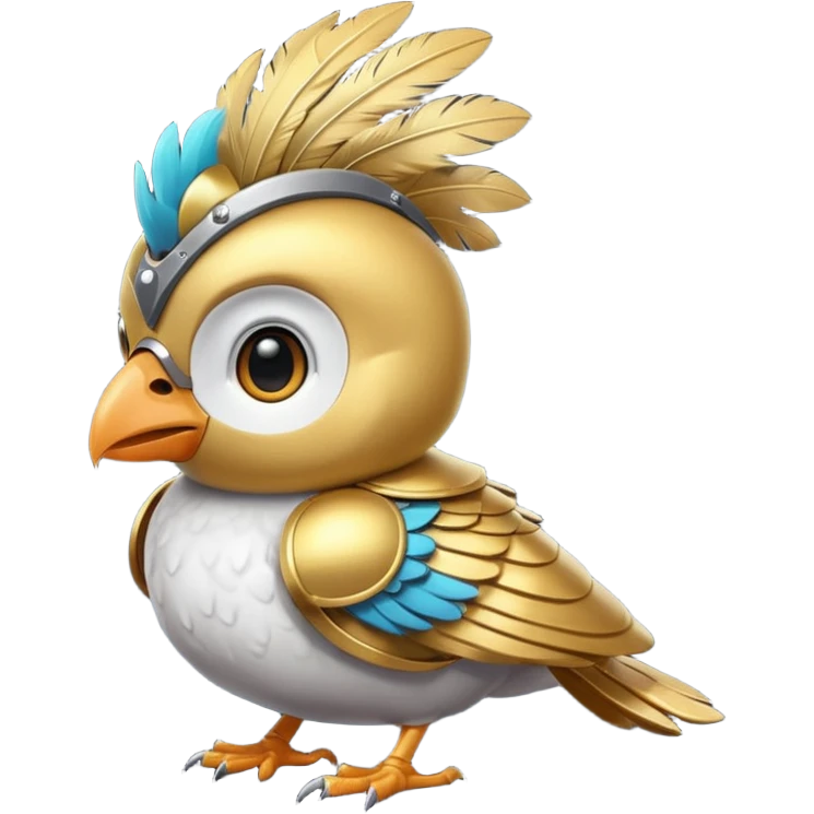 cute toon bird with head armor emoji