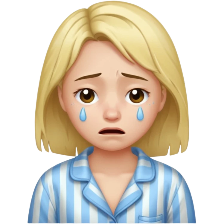 Girl crying alone in her pajamas  emoji