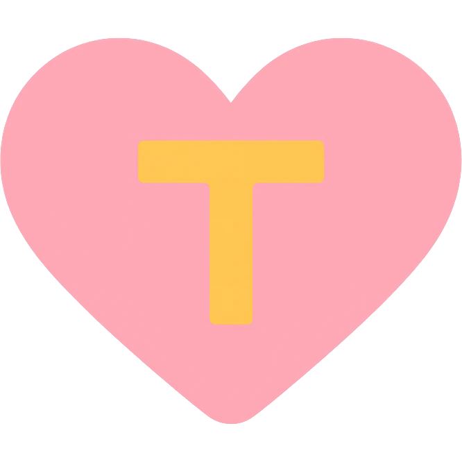 pink heart with a bold letter T in the center emoji