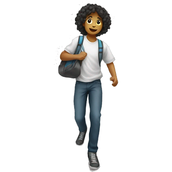 a student with white skin making a step downstairs emoji