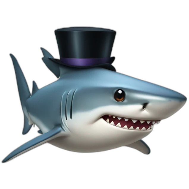 Shark with a top hat emoji