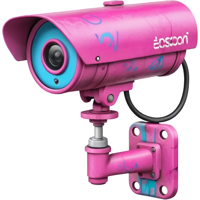 Security Camera pink with graffity emoji