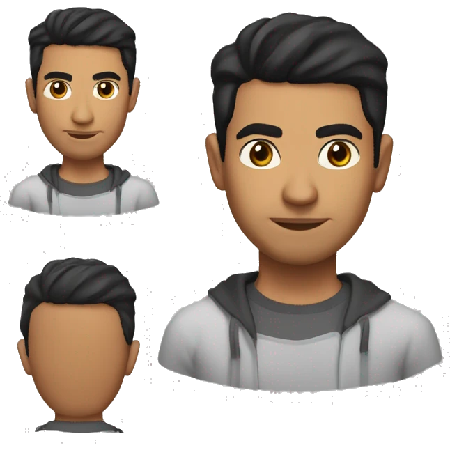 A head and shoulders shot of a 32 year old South Asian man, with short black hair, with none facial hair,   with brown eyes wearing a t-shirt. emoji