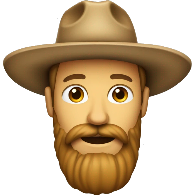 Crea un emoji de cara de un hombre con barba y sombrero rancho  emoji