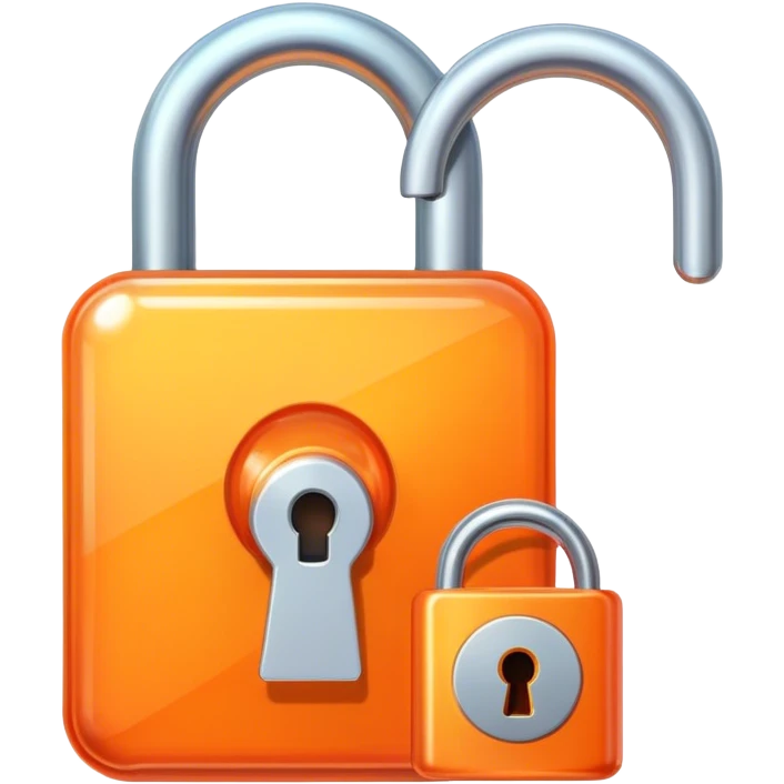 Holographic and glassmorphic orange lock emoji