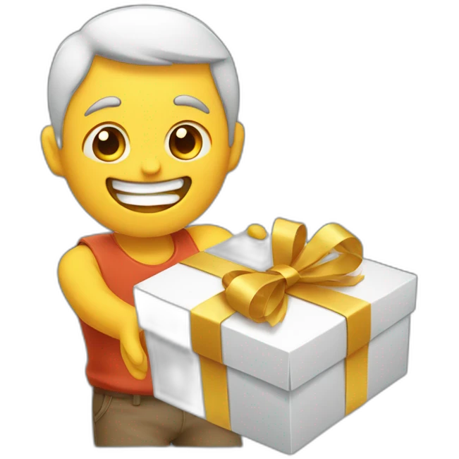 happy guy receiving a gift emoji