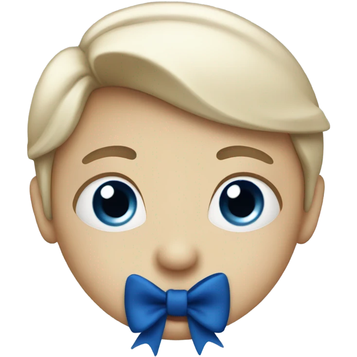 white cute emoji face with dark blue bow emoji