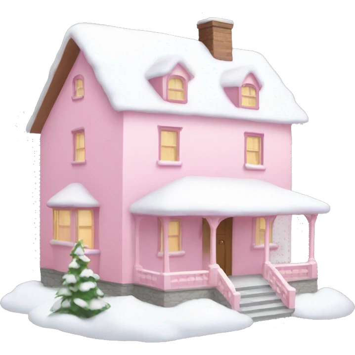 Light pink house with snow emoji