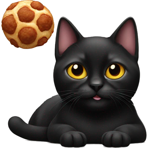 Black cat with meatball emoji