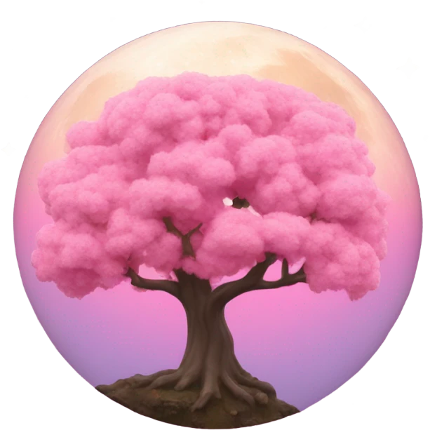 Pink tree with a huge moon behind it  emoji