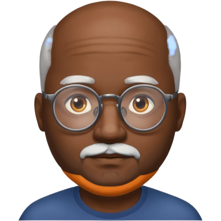 African american male, bald, gray beard. Round face, glasses emoji