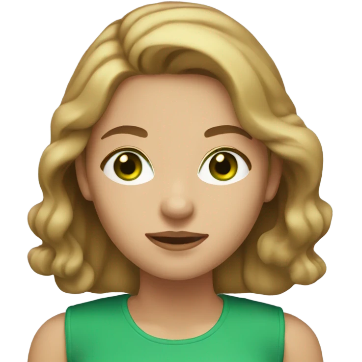 woman with light brown hair and green eyes emoji