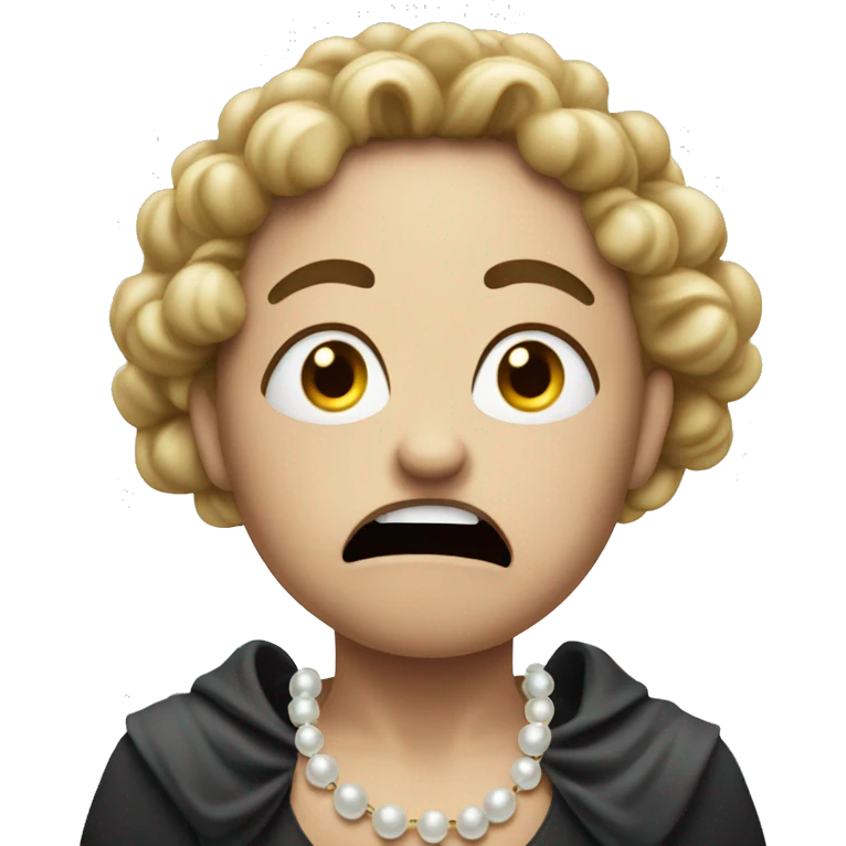 Person looking scared clenching pearls emoji