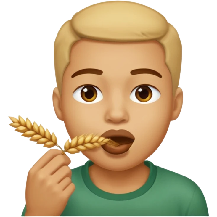 Campechano mordiendo una ramita de trigo en la boca emoji