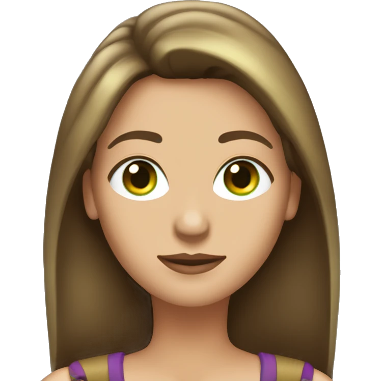 pretty 40 year old woman with grass green eyes and shoulder length straight brown hair wearing a crown emoji