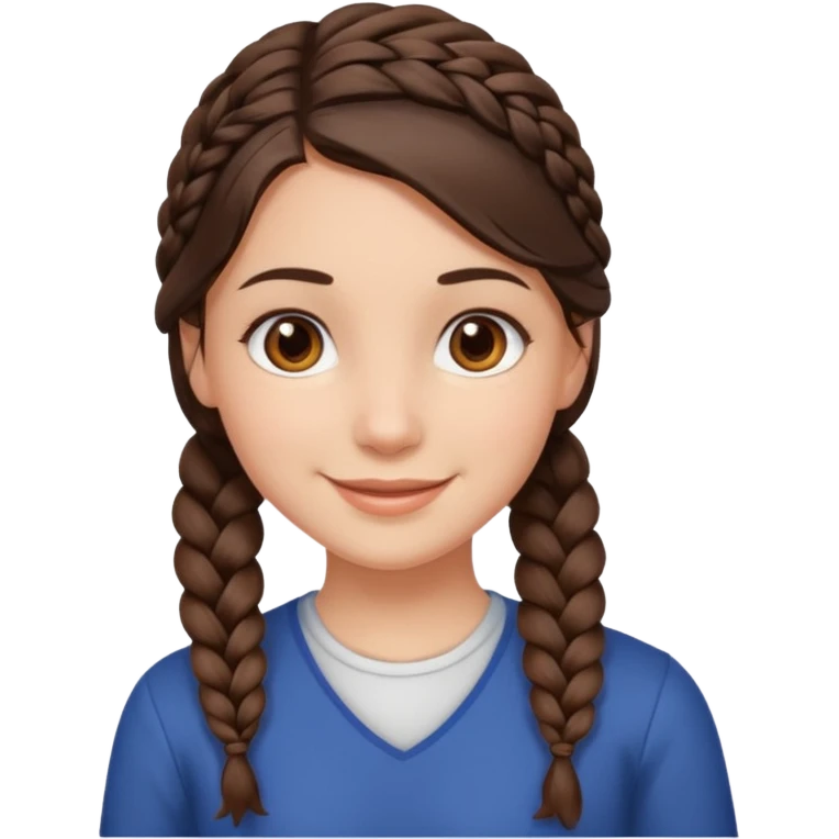 Make me a brunette girl, with brown (dark) eyes and a side braid emoji