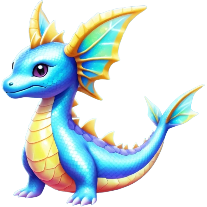 Shiny Exotic Sparkly Colorful epic Lapras-Salamence-Vaporeon-Fakémon-hybrid-creature (full body)  emoji