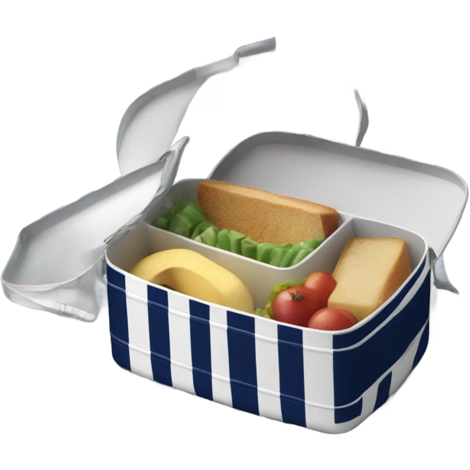 Lunchbox with white and navy stripes emoji