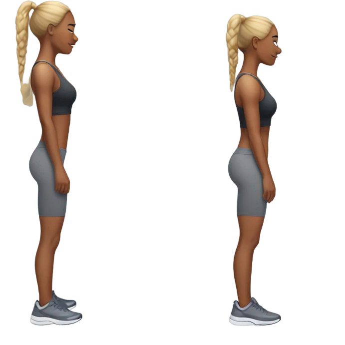 Woman in gym clothes doing glute bridge emoji