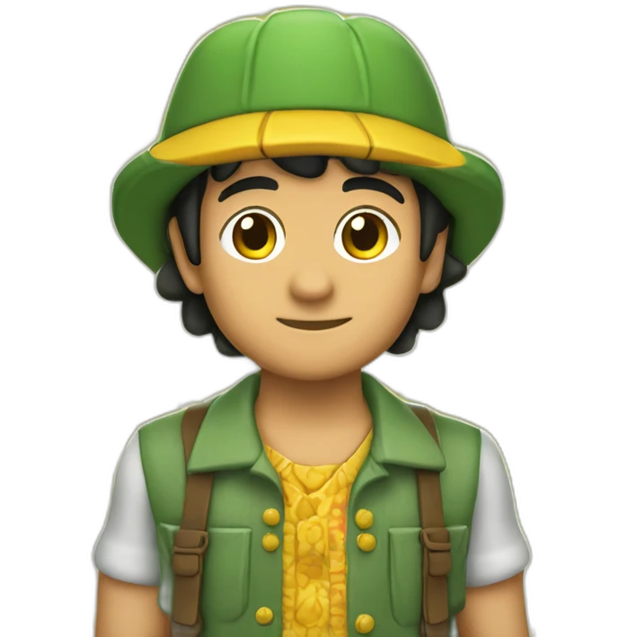 Chavo de camisa verde con flores amarilla  emoji