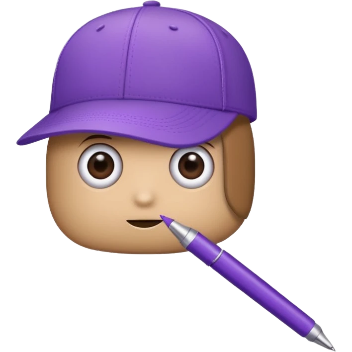 A plastic brown ball cap and the long rectangle purple. (With a pen) And looks like a BFDI style emoji