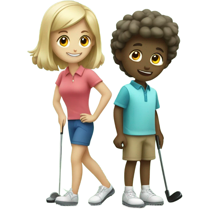 girl and boy playing mini golf  emoji