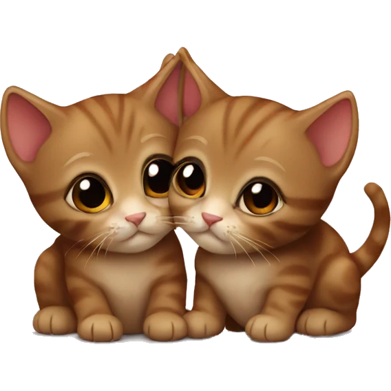 Two little brown kittens kissing  emoji