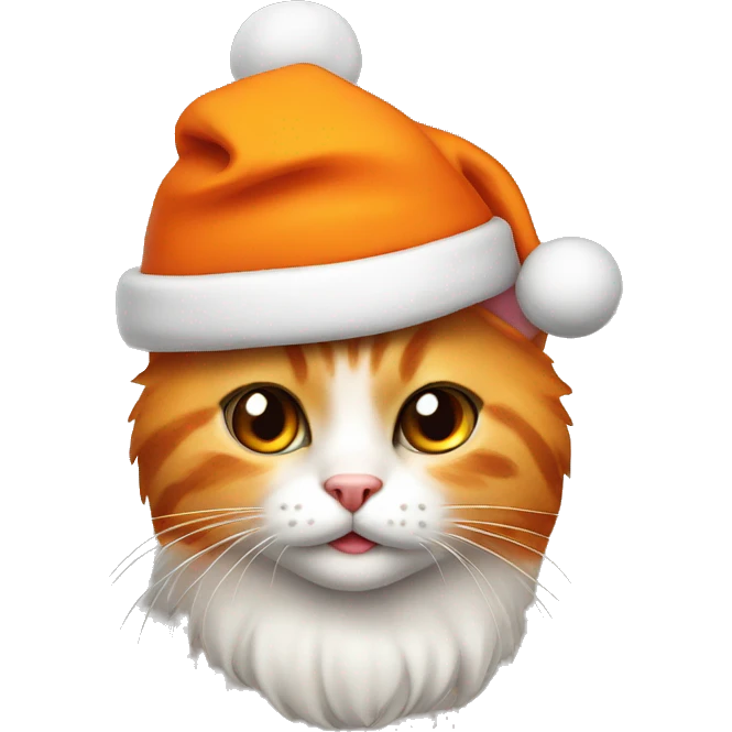 orange girl cat with a christmas hat emoji