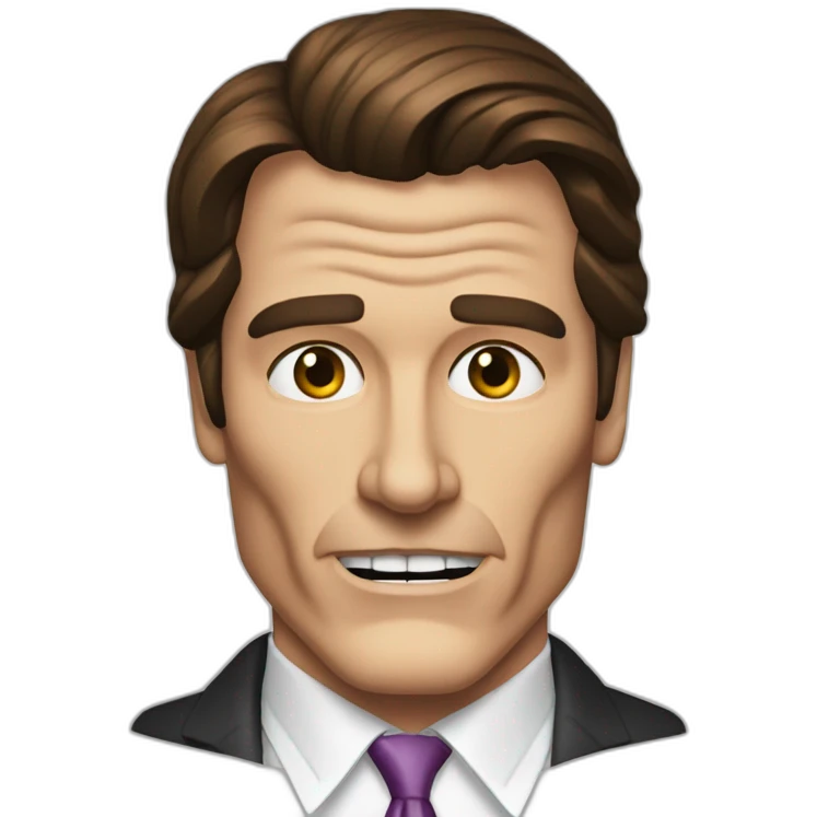 Patrick bateman, square jaw, grimace emoji