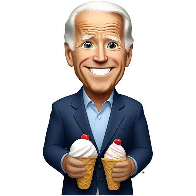 Joe biden holding two ice cream cones emoji