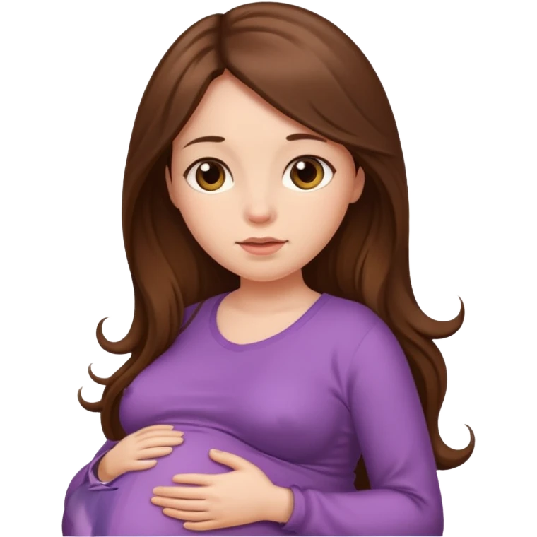 A pregnant woman with long brown hair and fair skin   emoji