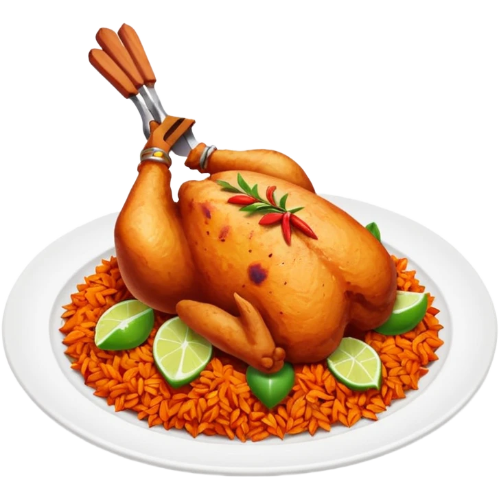 chicken tandoori with  tandoori red masala rice emoji