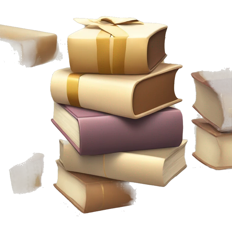 a stack of beautiful beige books with a gift emoji