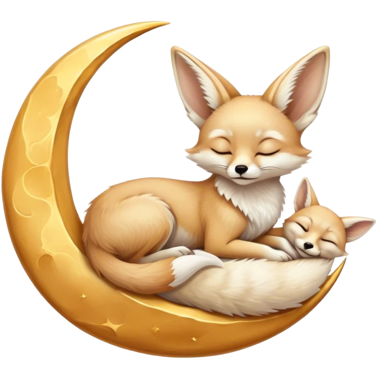 fennec sleeping on a moon sickle  emoji