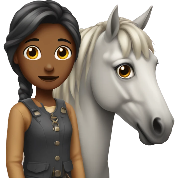 weird girl with horse next to her emoji