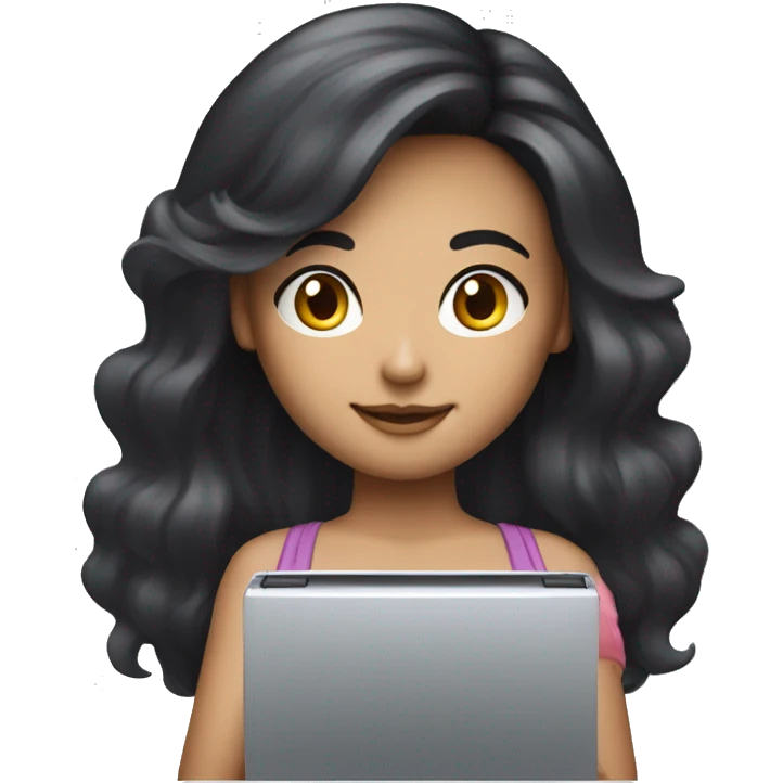  haired dark hair light skin girl playing nintendo ds emoji