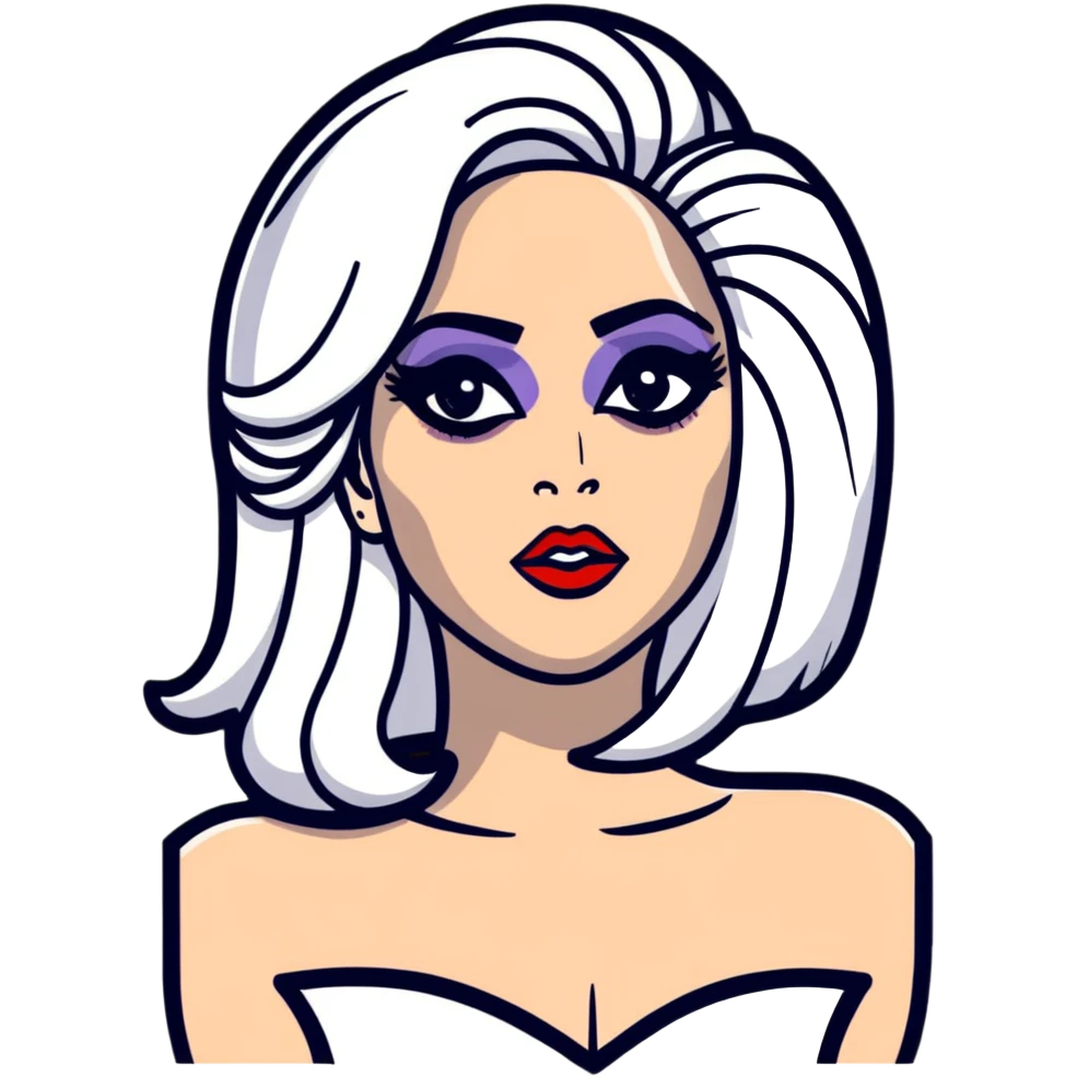 Lady Gaga with dramatic makeup and costume emoji