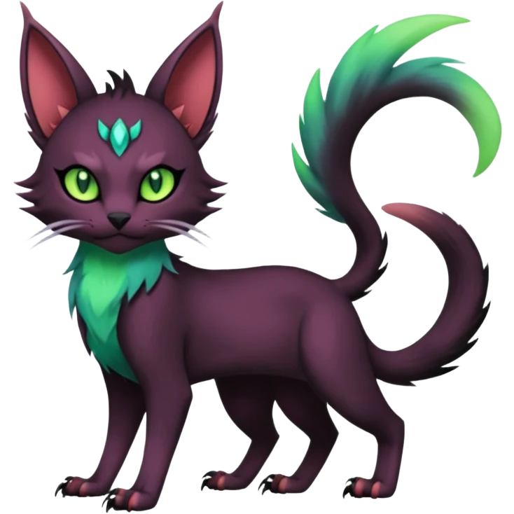 Black edgy Noivern-Noibat-Purloin-Torracat-Lykoi-Caracal-cat-Fakemon-fusion-hybrid-creature with scale markings emoji