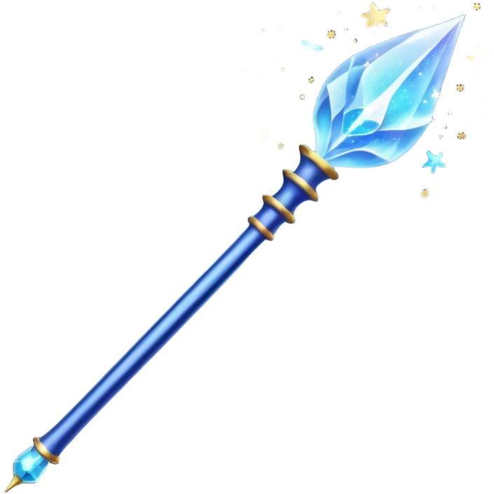 a dark blue magic wand with a bit of magic dust around the head if it. artistic
 emoji