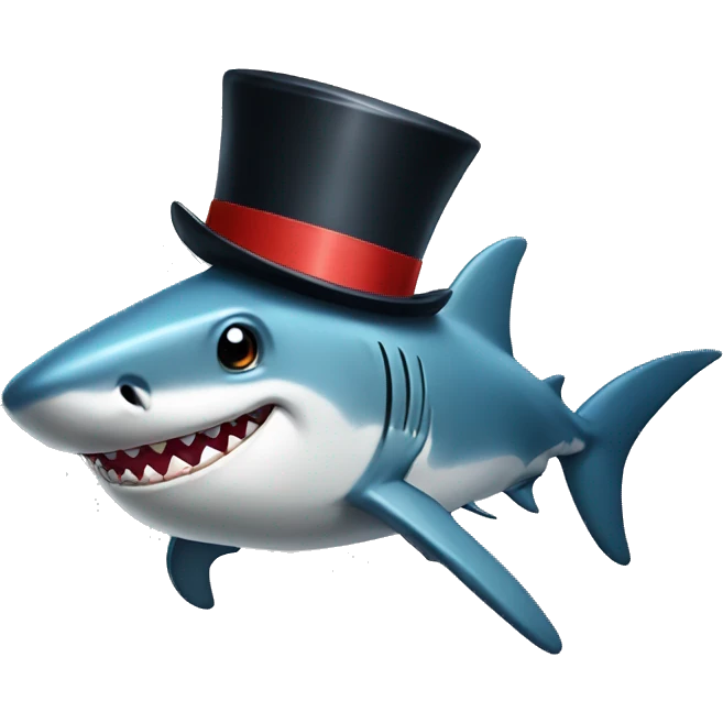 Shark with a top hat emoji